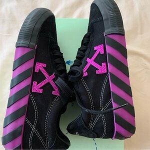Designer sneakers Off White.  New in box. Women’s size 8 /EU 48. Black Fuchsia